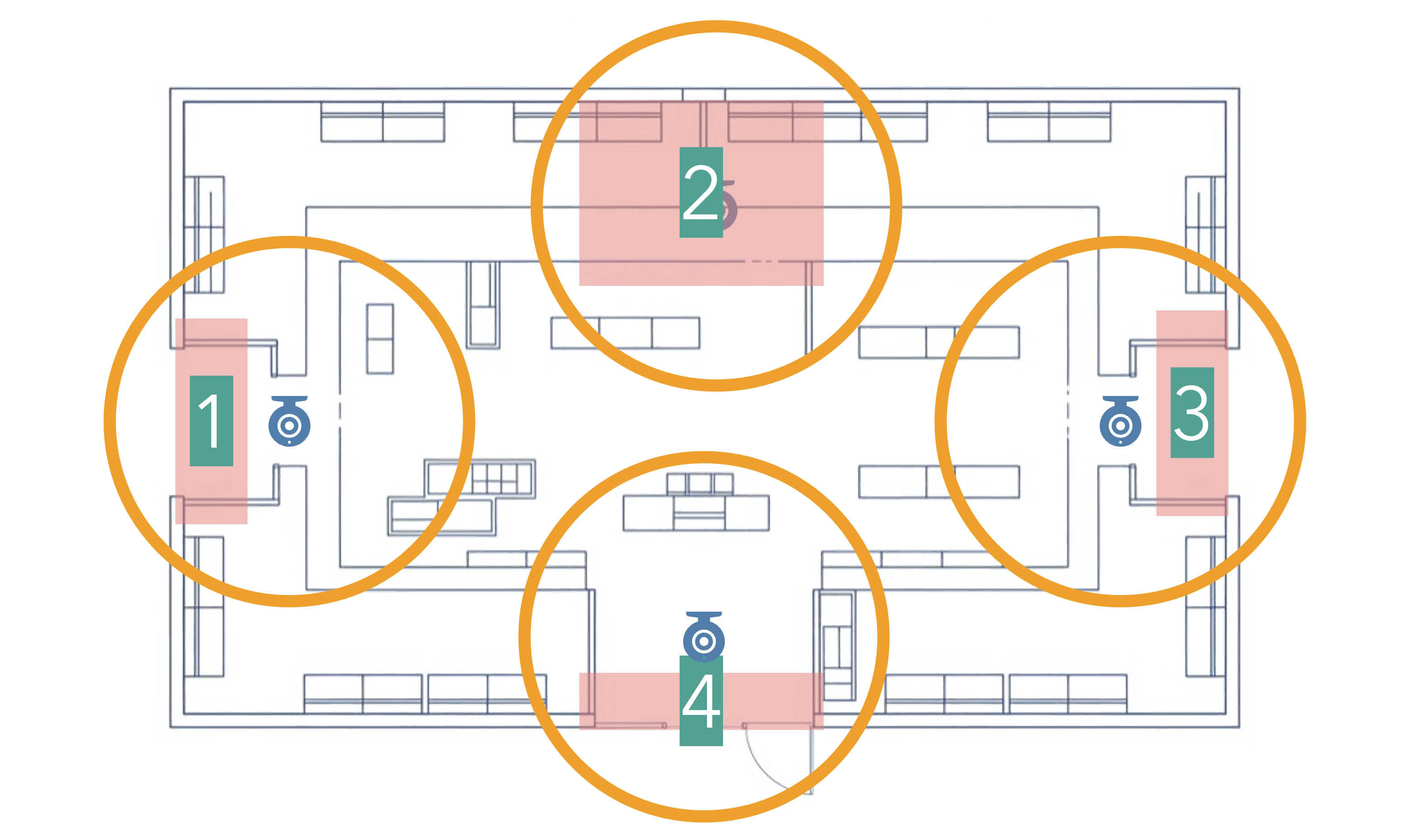 Floor plan with camera placement Floor plan with camera placement