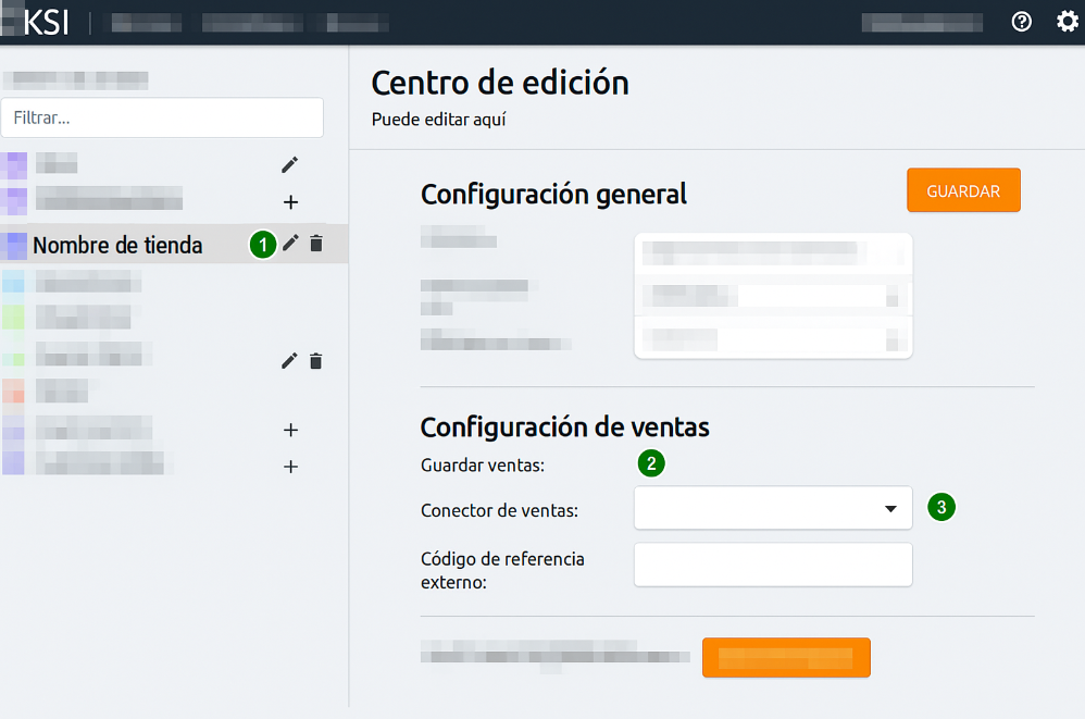 Configurar un conector de venta para una tienda en KSI VISION Configuración de un conector de venta en una tienda de KSI VISION